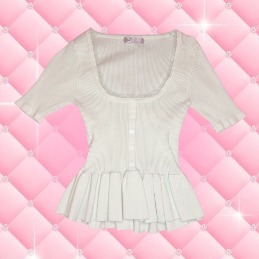 Himekaji gyaru white ruffle top 🤍
